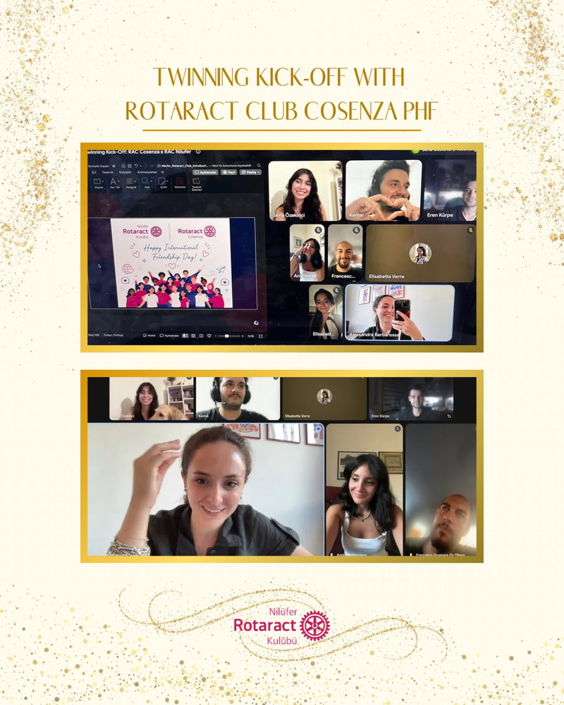 30.07.2026 tarihinde, Rotaract Club Cosenza PHF (@rotaractclubcosenza_phf ) ile ilk tanışma toplantımızı online olarak (Kick-Off Meeting) gerçekleştirdik.